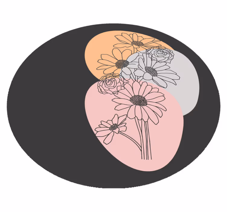 Circle composition vinyl rug flowers - TenStickers