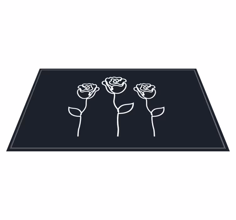 Botanical Sketch Representation vinyl rug flowers - TenStickers