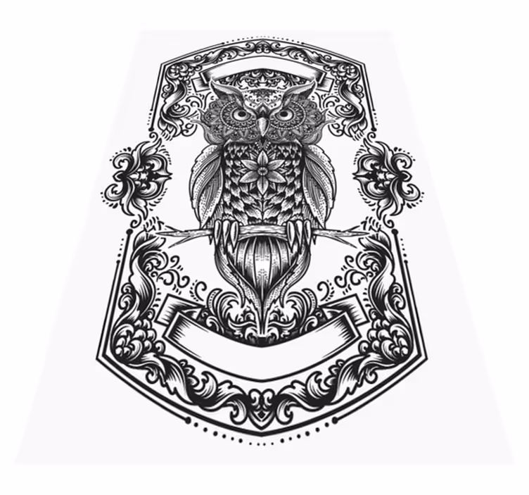 Intricate Owl Motif mandala vinyl rug - TenStickers