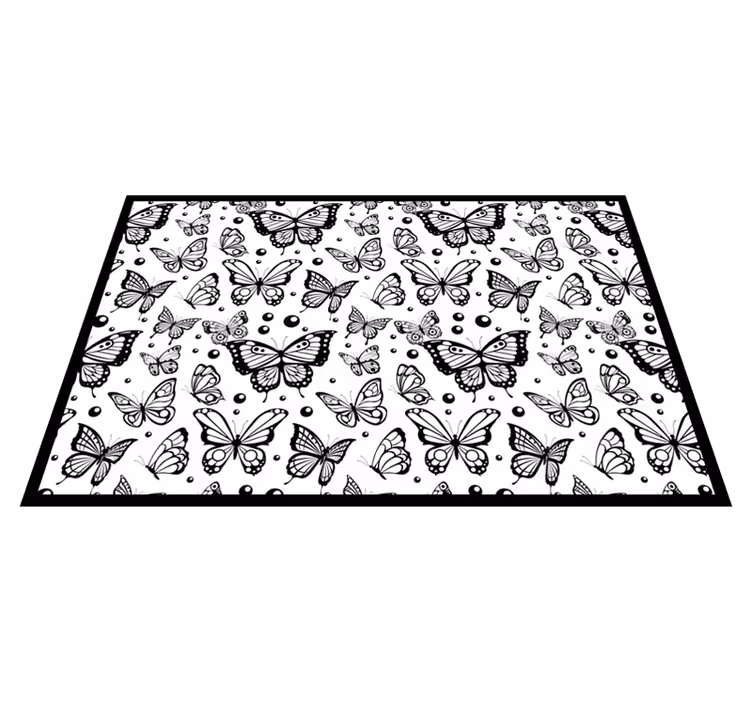 Black Butterfly Pattern vinyl rug flowers - TenStickers