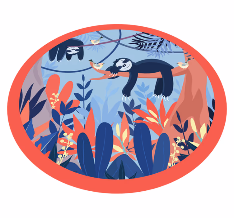 Sloth Jungle Scene animal print vinyl rug - TenStickers