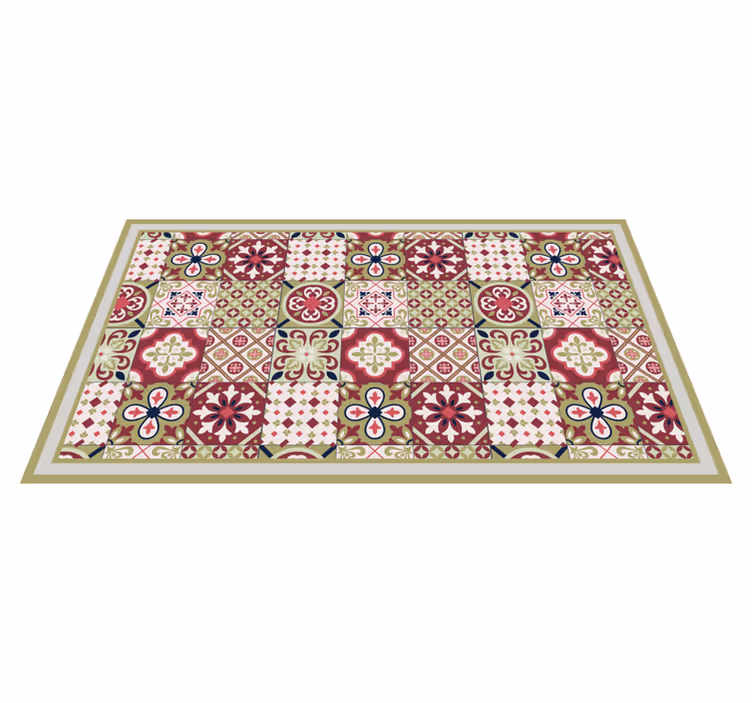 Colorful Patterned Motifs vinyl rug bathroom - TenStickers