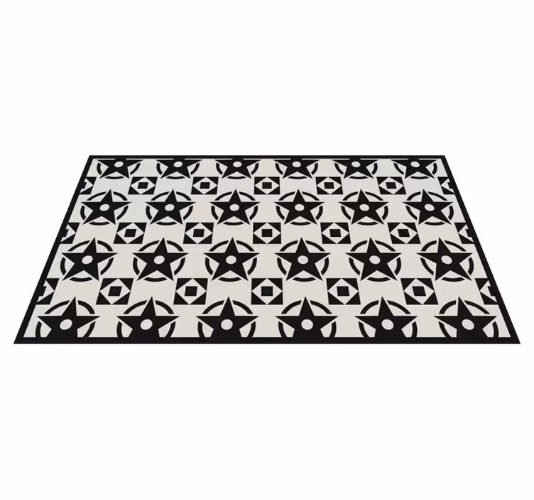 Black star pattern modern vinyl rug - TenStickers