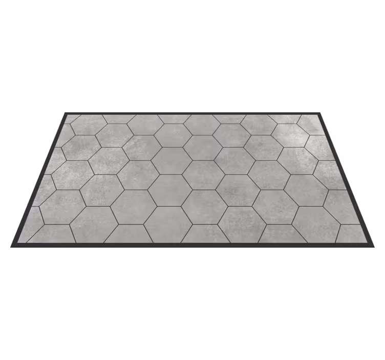 Hexagonal grey motif vinyl rug bathroom - TenStickers