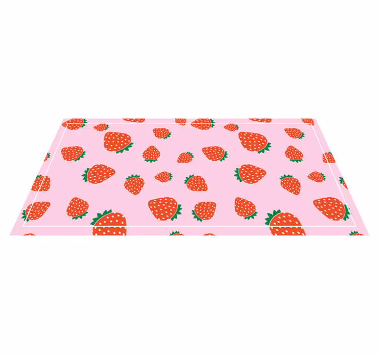 Pink strawberry motif vinyl rug flowers - TenStickers