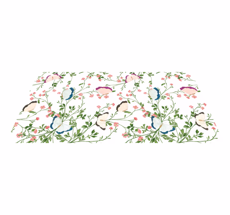 Butterfly Pattern vinyl rug flowers - TenStickers