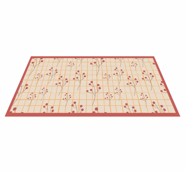 Squarred grid pattern vinyl rug flowers - TenStickers