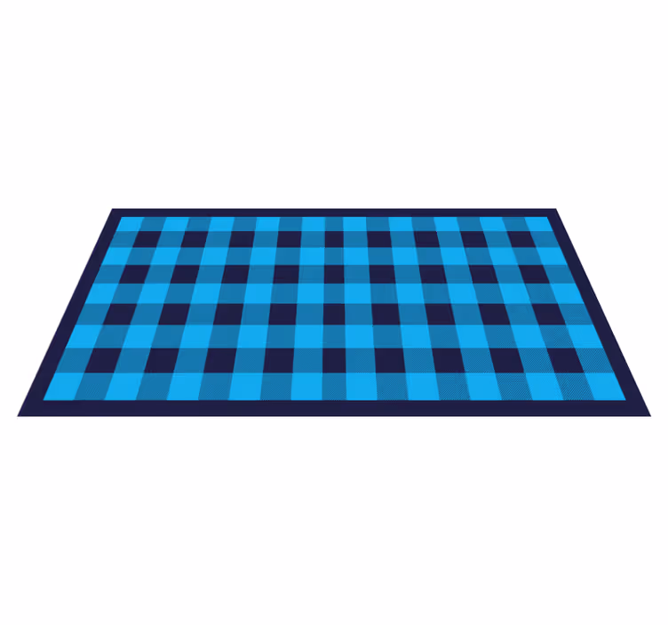 Blue tartan plaid pattern living room rug - TenStickers