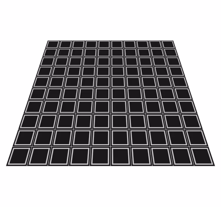 Black white geometric lines nordic vinyl rug - TenStickers