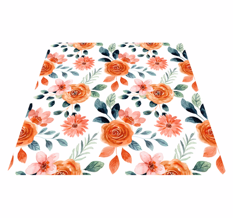 Blooming Delight vinyl rug flowers - TenStickers