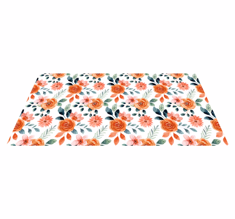Delightful Botanical Motif vinyl rug flowers - TenStickers