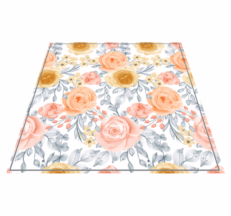 Vinyl rug flowers in floral pink hues - TenStickers