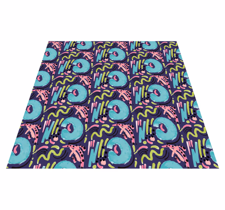 Playful colorful pattern vinyl rug - TenStickers