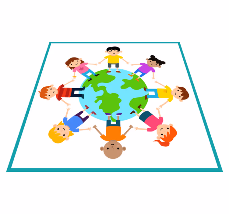 World holding hands vinyl rug - TenStickers