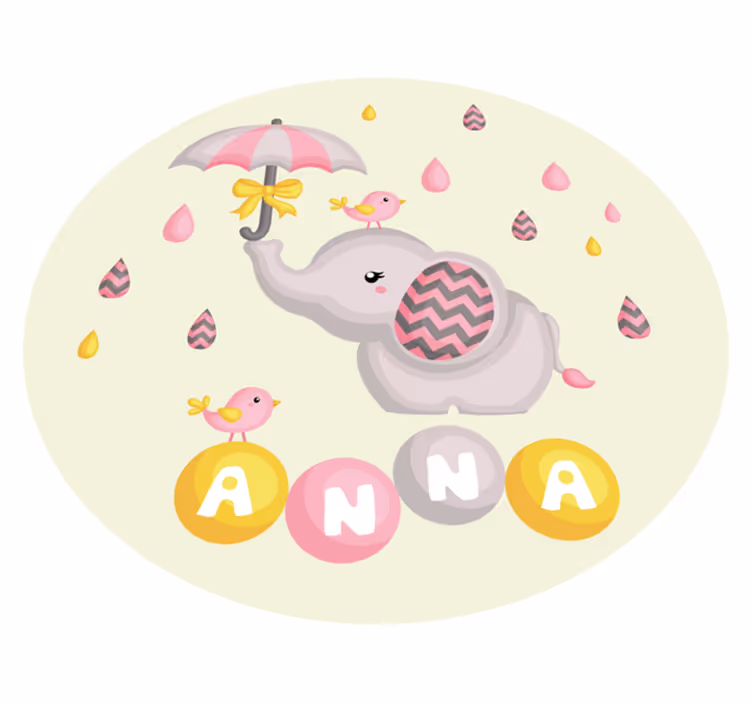 Cute Elephant Design custom vinyl rug - TenStickers