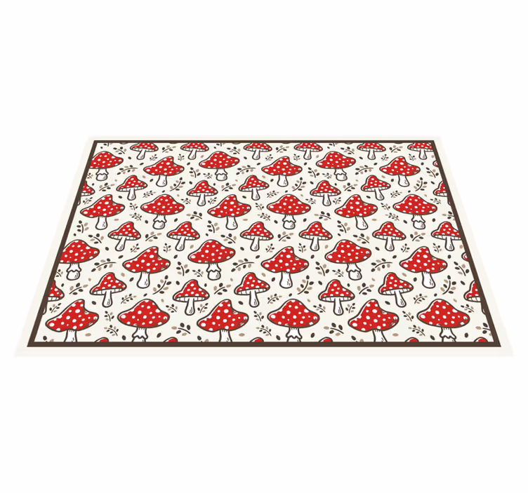 Playful Mushroom Motif nature vinyl rug - TenStickers