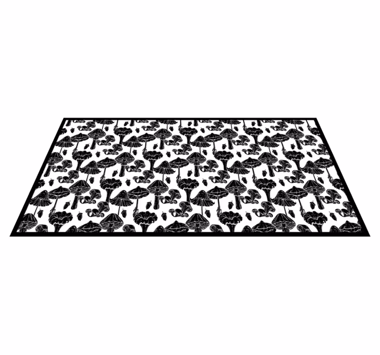 Elegant black mushrooms kitchen floor tiles - TenStickers