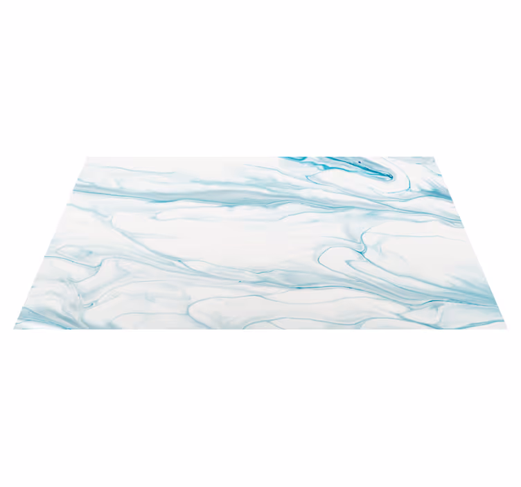 Soothing Aqua Swirls vinyl rug bathroom - TenStickers