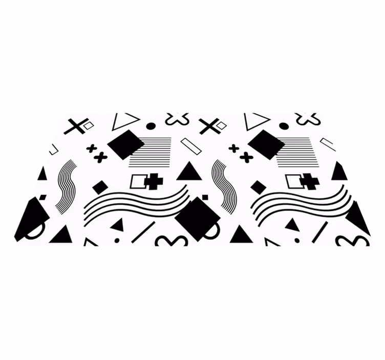 Retro black and white pattern minimal rug - TenStickers