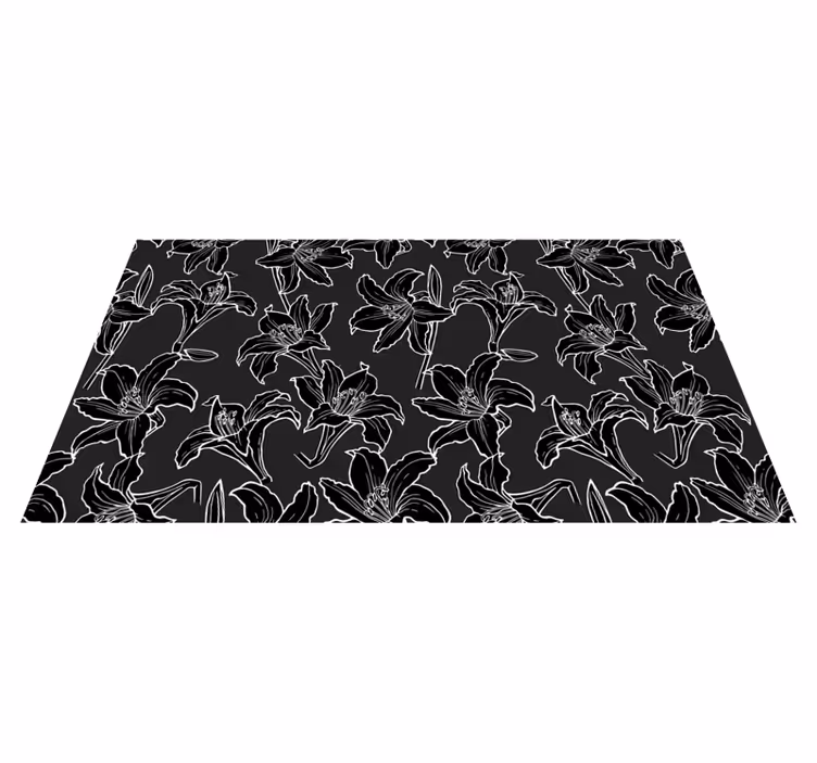 Black Floral Arrangement vinyl rug flowers - TenStickers