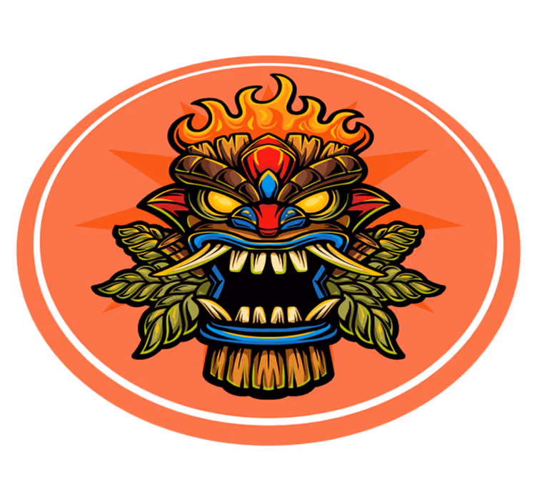 Tiki Mask teenage bedroom vinyl rug - TenStickers