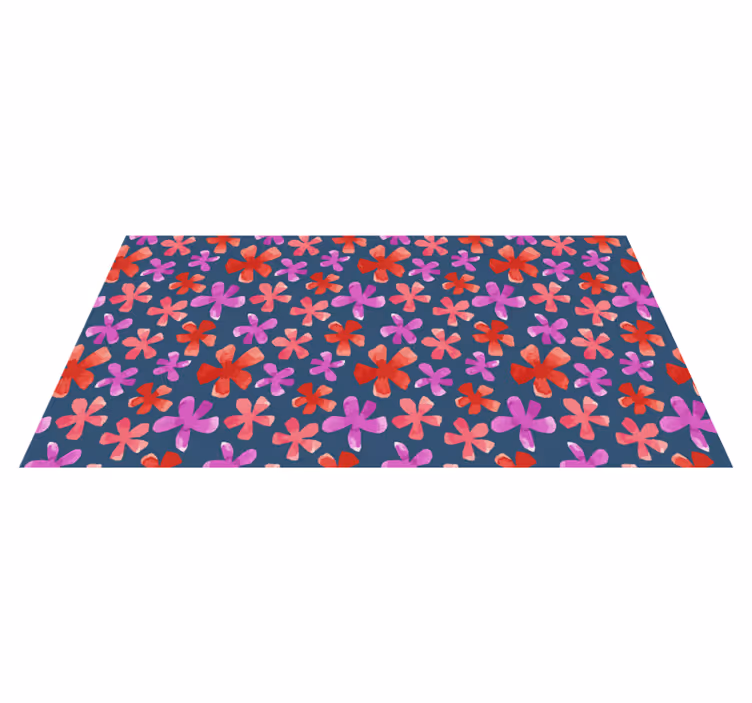 Purple and red patterns vinyl rug flowers - TenStickers