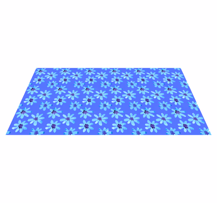Azure Blossom Emblem vinyl rug flowers - TenStickers