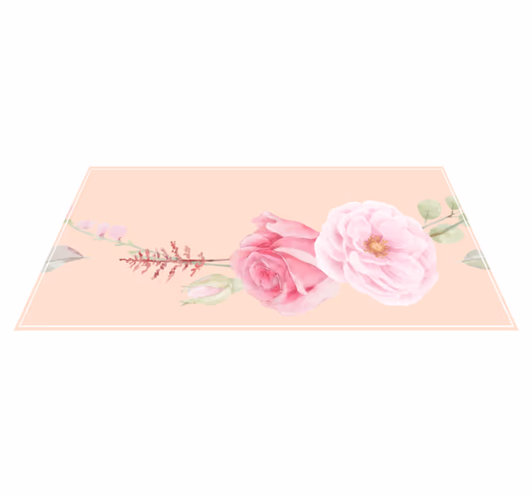 Blush Pink Blooms vinyl rug flowers - TenStickers
