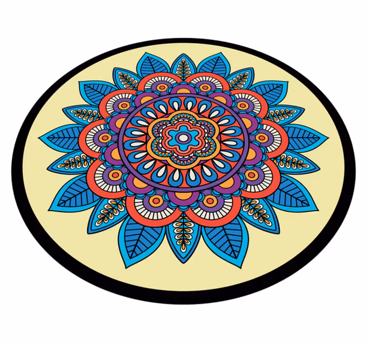 Colorful Circular Motif mandala vinyl rug - TenStickers