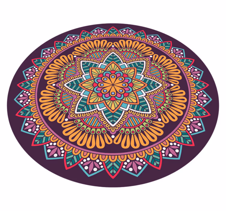 Abstract mandala flower shape mandala vinyl rug - TenStickers
