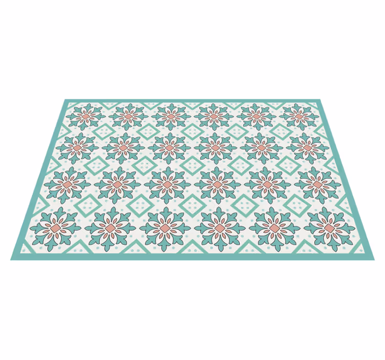 Floral Mosaic Concept tile vinyl rug - TenStickers