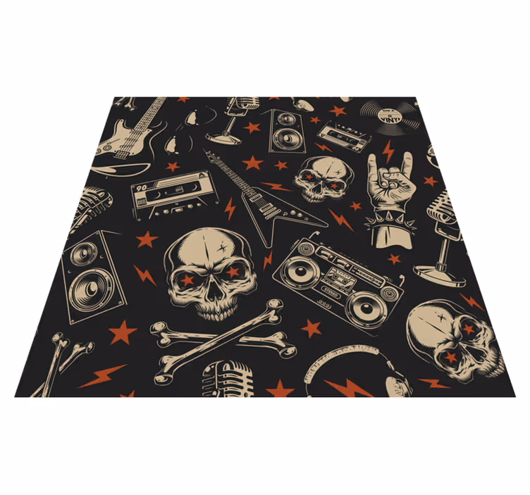 Rock Music Theme teenage bedroom vinyl rug - TenStickers