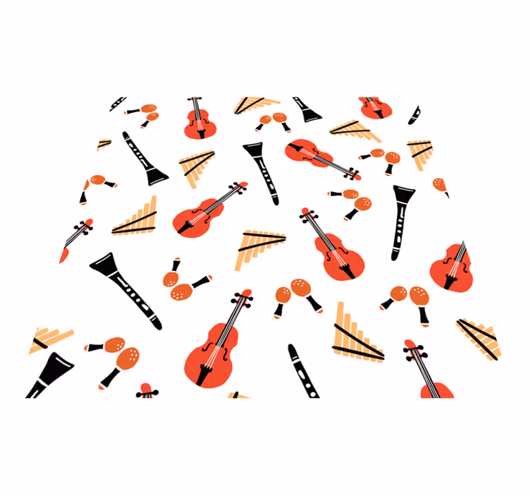 Vinyl rug with musical instrument patterns - TenStickers