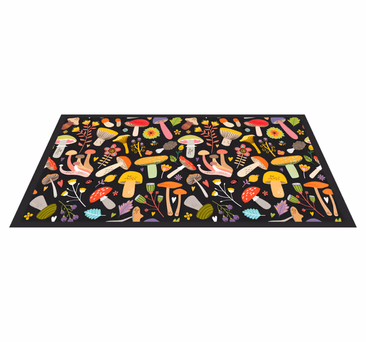 Autumn mushrooms pattern floral rug - TenStickers