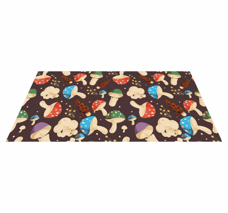 Vibrant Mushroom Motifs vinyl rug flowers - TenStickers