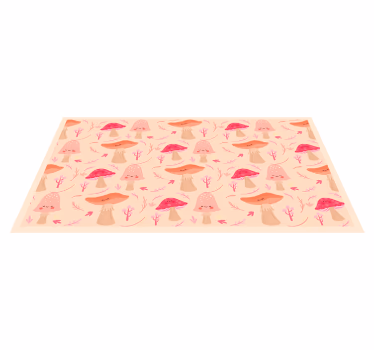 Happy classical mushrooms vinyl rug flowers - TenStickers