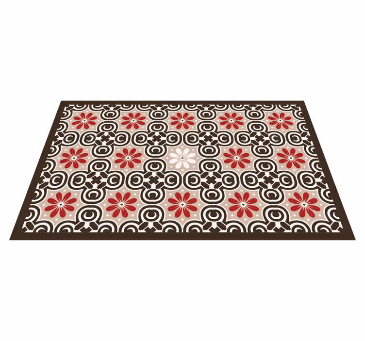 Floral Circular Patterns tile vinyl rug - TenStickers