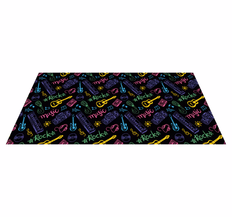 Rock Music Pattern vinyl rug - TenStickers