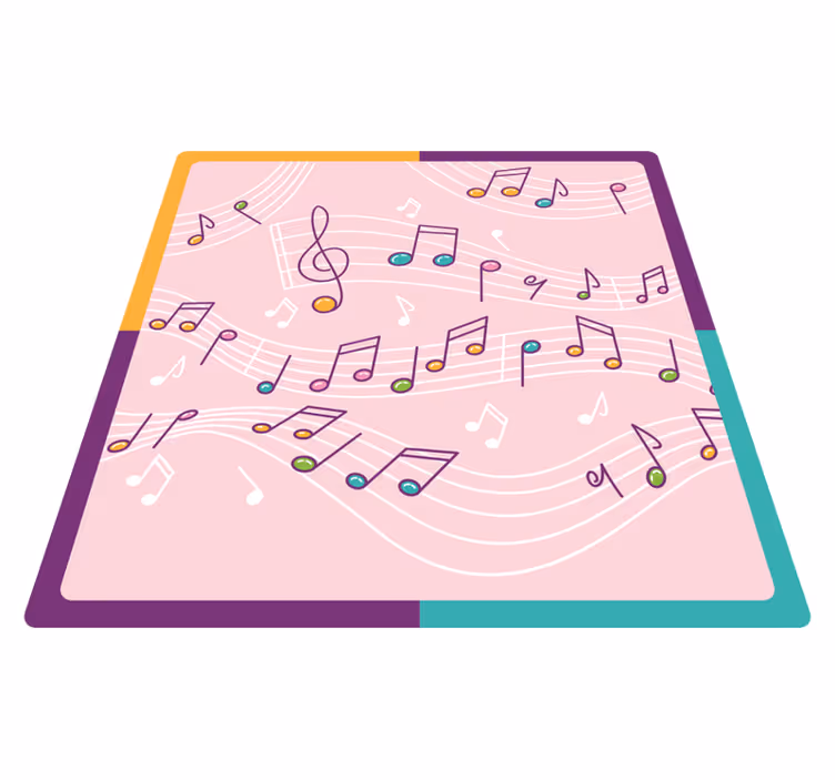 Melodic Notes Theme teenage bedroom vinyl rug - TenStickers
