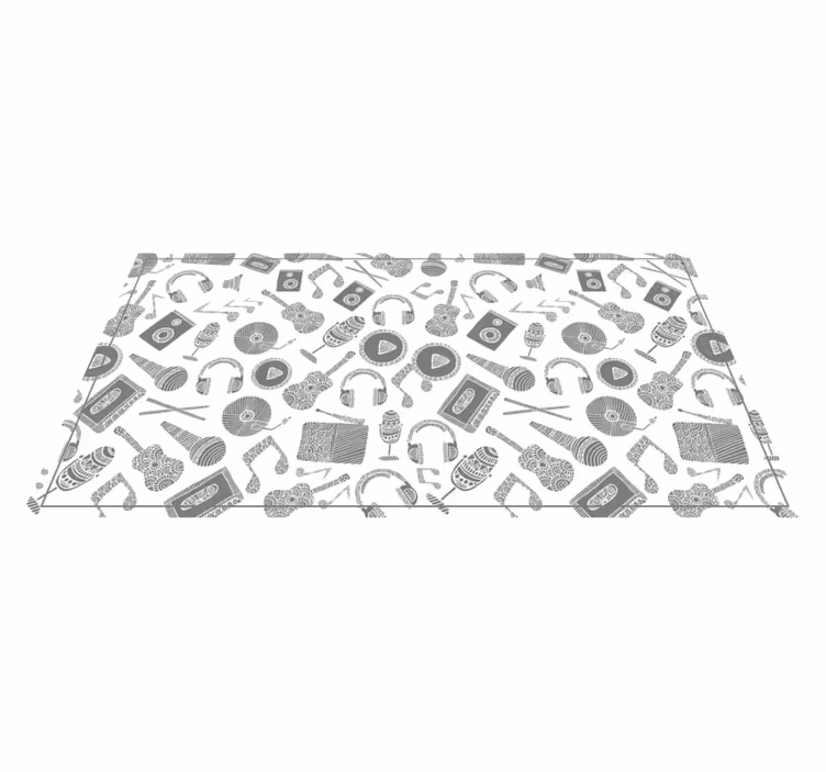 Music pattern in mandala style rectangular rug - TenStickers