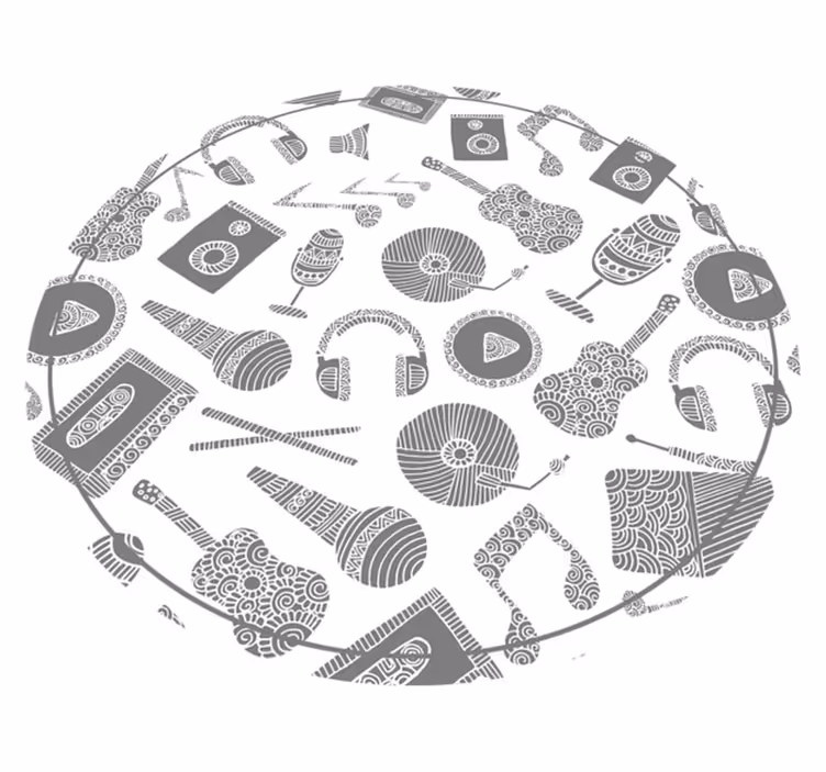 Music pattern in mandala style circular rug - TenStickers