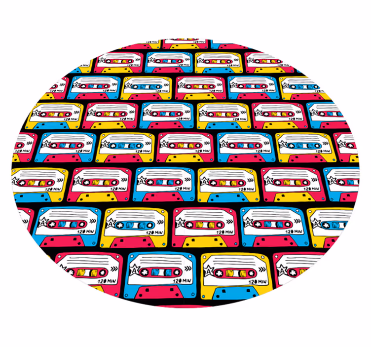 Vintage vinyl rug with vibrant cassette tapes - TenStickers