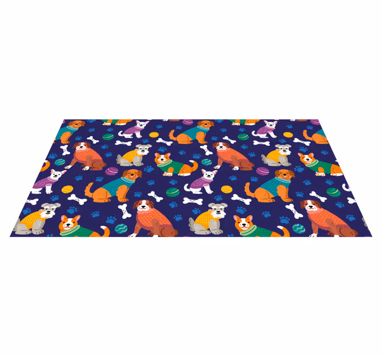 Colorful dressed puppies vinyl rug - TenStickers