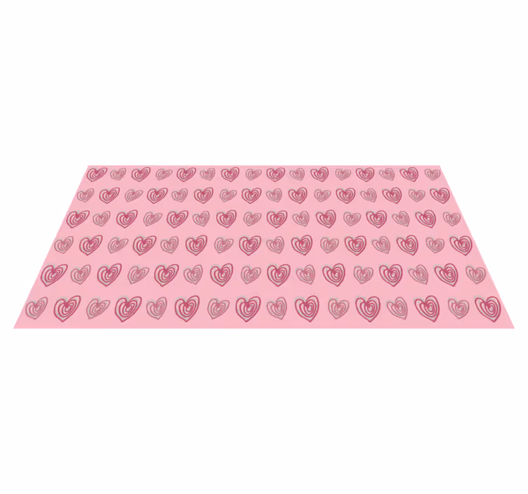 Vinyl rug in pink pattern with heart doodles - TenStickers