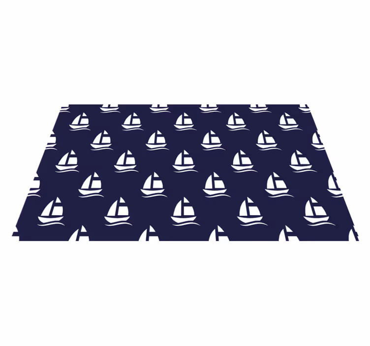 Navy blue nautical pattern living room rug - TenStickers