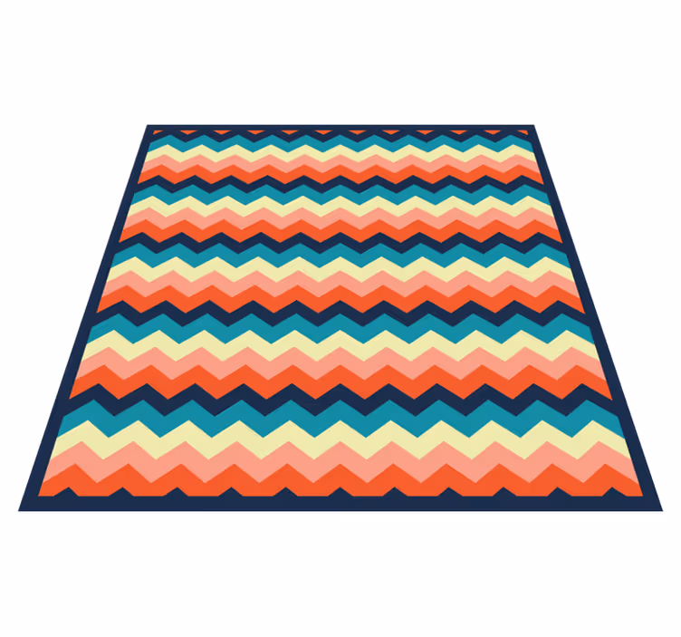 Striped vinyl rug with colorful chevron design - TenStickers