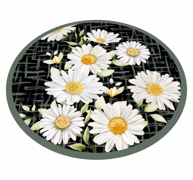 White Daisy Arrangement vinyl rug flowers - TenStickers