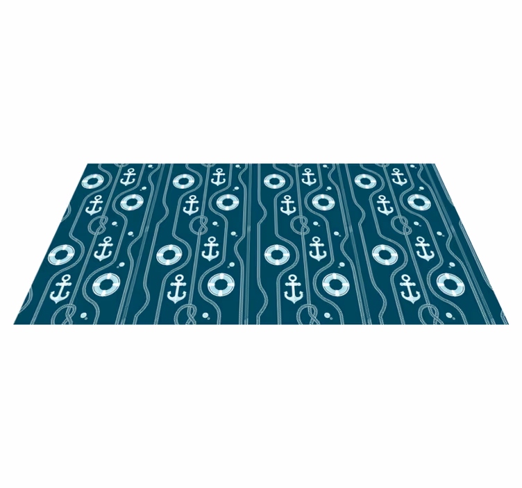 Blue nautical anchor vinyl rug bathroom - TenStickers