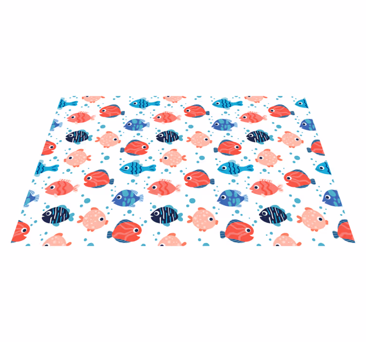 Vibrant Fish Motifs vinyl rug - TenStickers