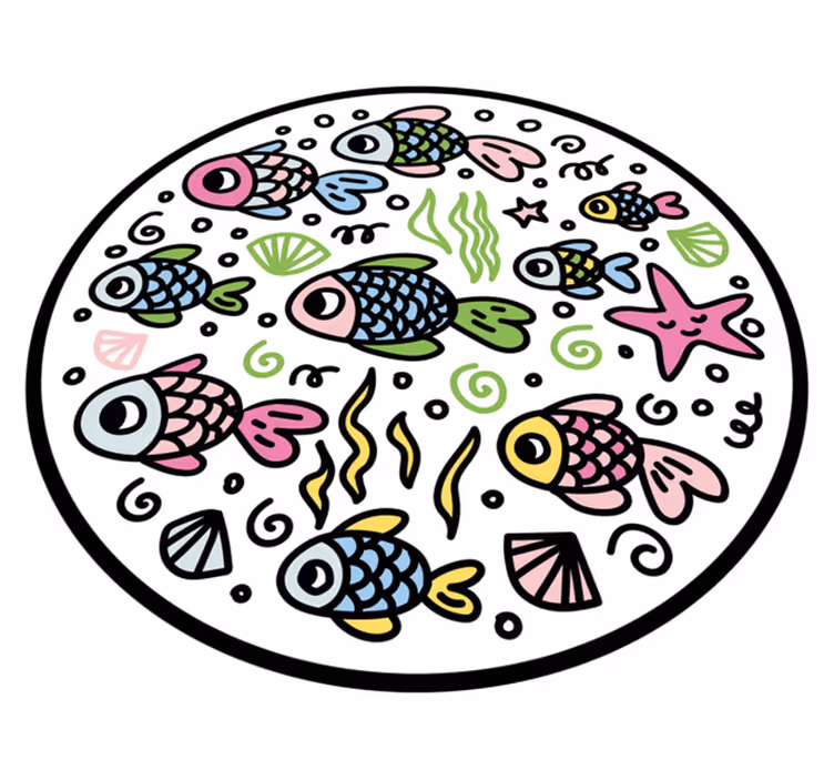 Colorful fish patterns animal vinyl rug - TenStickers